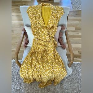 Free People size 4 maxi dress marigold mustard yellow dress wrap around